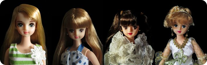 Takara jenny Friends dolls: Sayaka, Louise, Sherry, Julirsia