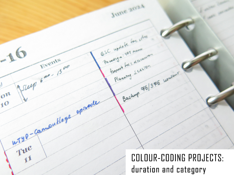 Colour-coding tasks and projects