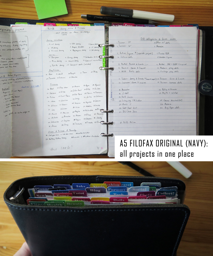 A5 Filofax Original as a binder for projects